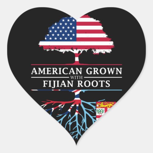 American Grown with Fijian Roots   Fiji Design Heart Sticker