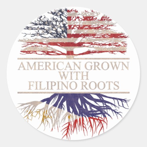 American grown with filipino roots classic round sticker