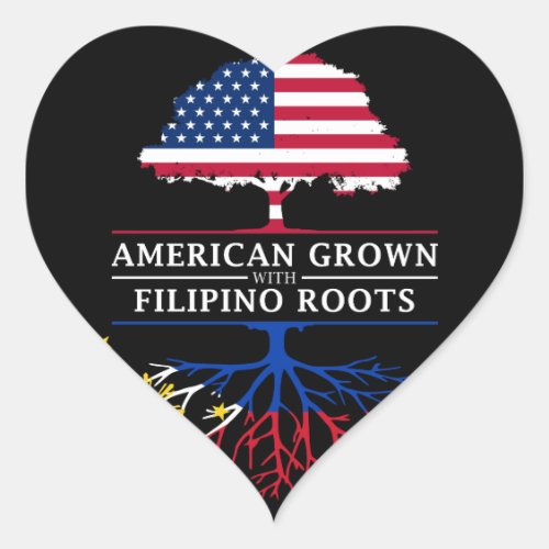 American Grown with Filipino Roots   Philippines Heart Sticker