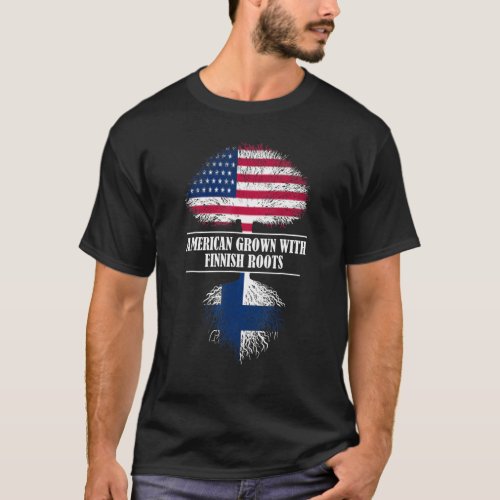 American Grown With Finnish Roots Finland Flag Cou T_Shirt