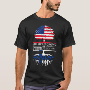 American Grown With Finnish Roots Usa Flag Tree Fi T-Shirt