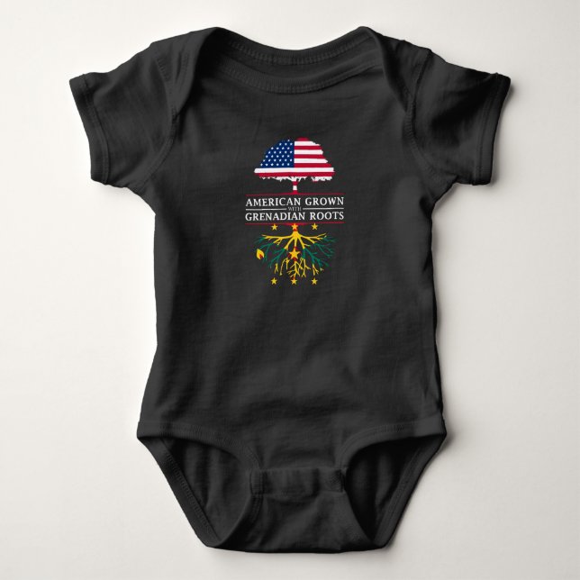 American Grown with Grenadian Roots   Grenada Baby Bodysuit (Front)
