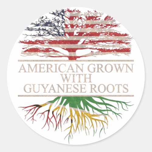 American grown with guyanese roots classic round sticker