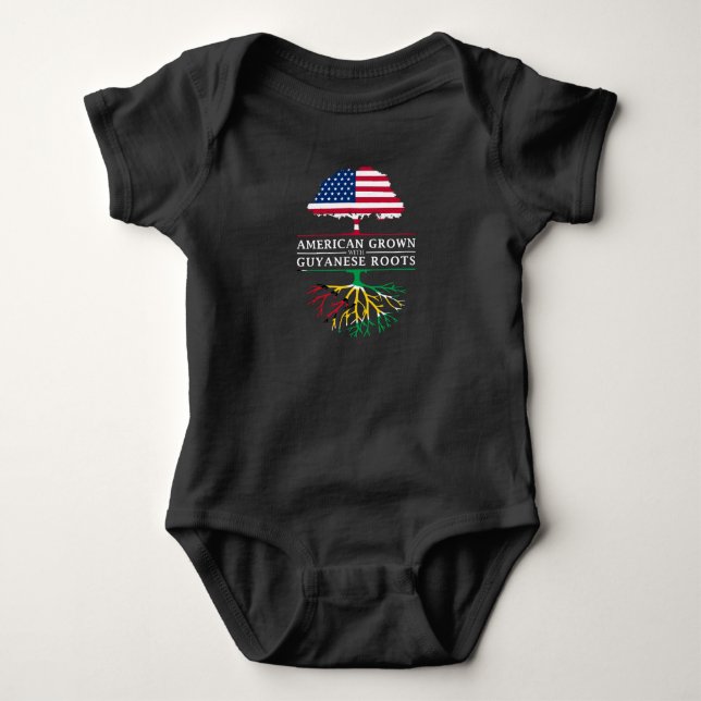American Grown with Guyanese Roots   Guyana Design Baby Bodysuit (Front)