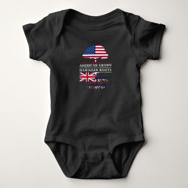 American Grown with Hawaiian Roots   Hawaii Design Baby Bodysuit (Front)