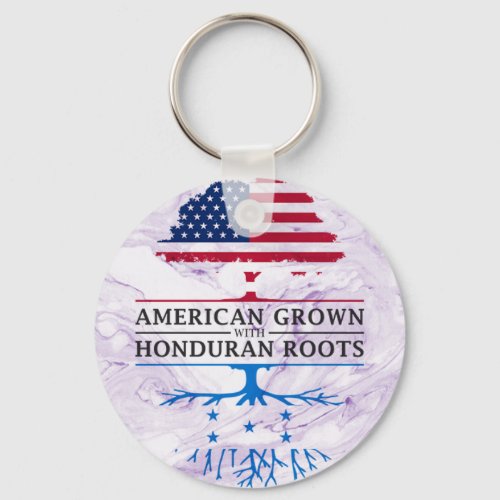 American Grown with Honduran Roots Marble Style Keychain