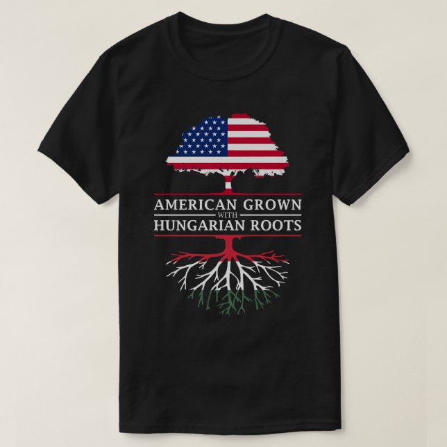 American Grown with Hungarian Roots  Hungary Premi T-Shirt (Design Front)