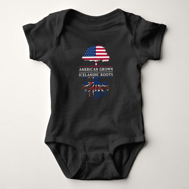 American Grown with Icelandic Roots   Iceland Baby Bodysuit (Front)