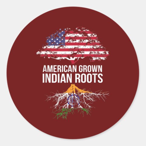American Grown with Indian Roots India  Classic Round Sticker