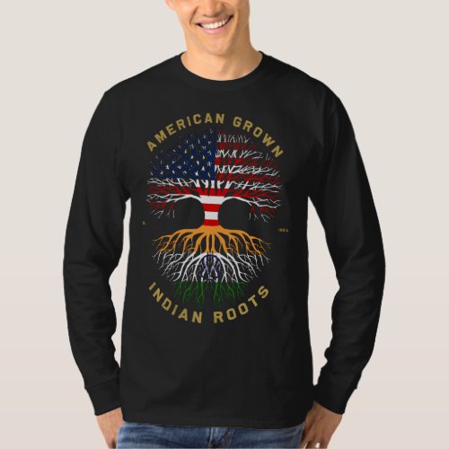 American Grown With Indian Roots Tree USA Flag Gif T_Shirt