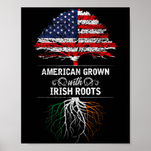 American Grown With Irish Roots 4th Of July Usa Fl Poster