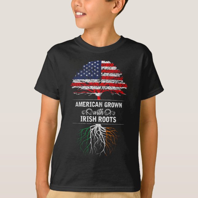 American Grown With Irish Roots 4th Of July Usa Fl T-Shirt (Front)