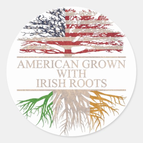American grown with irish roots classic round sticker