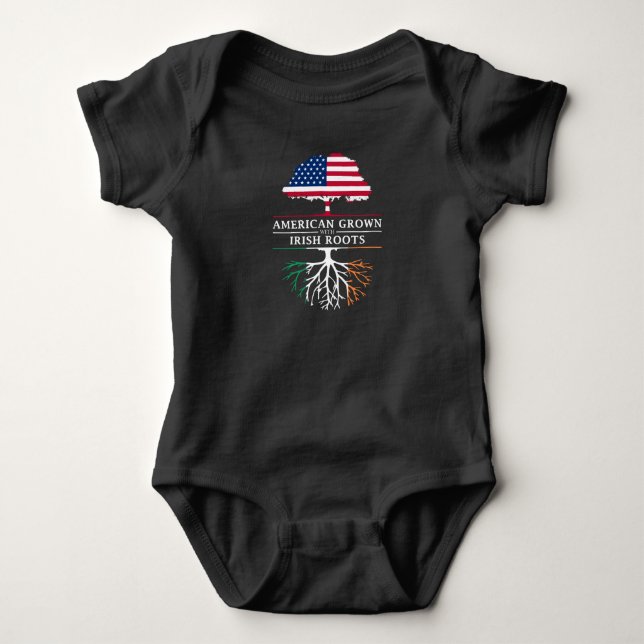 American Grown with Irish Roots   Ireland Design Baby Bodysuit (Front)