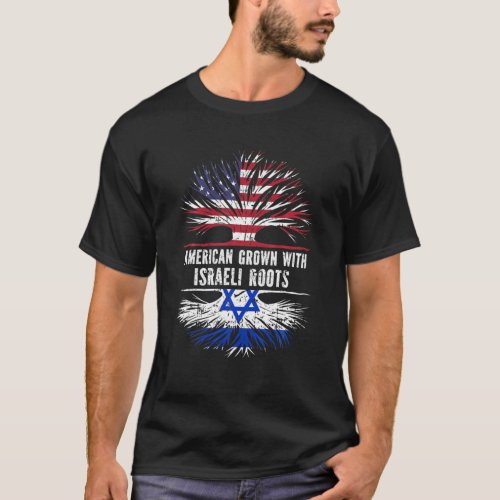 American Grown With Israeli Roots USA Flag Israel T_Shirt