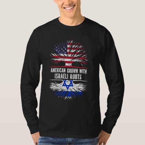 American Grown With Israeli Roots Usa Flag Israel T_Shirt