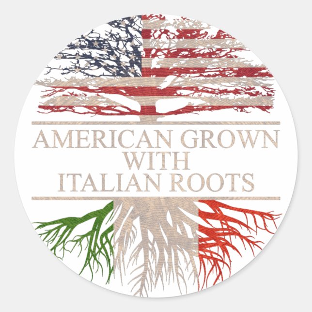American grown with italian roots classic round sticker (Front)