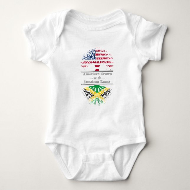 American Grown With Jamaican Roots Great Gift Baby Bodysuit (Front)
