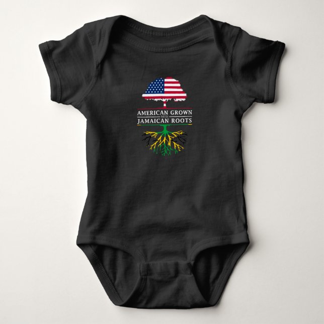 American Grown with Jamaican Roots   Jamaica Baby Bodysuit (Front)