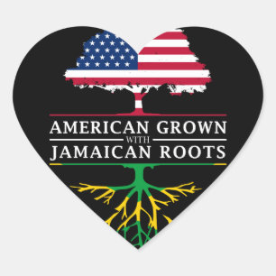 American Grown with Jamaican Roots   Jamaica Heart Sticker