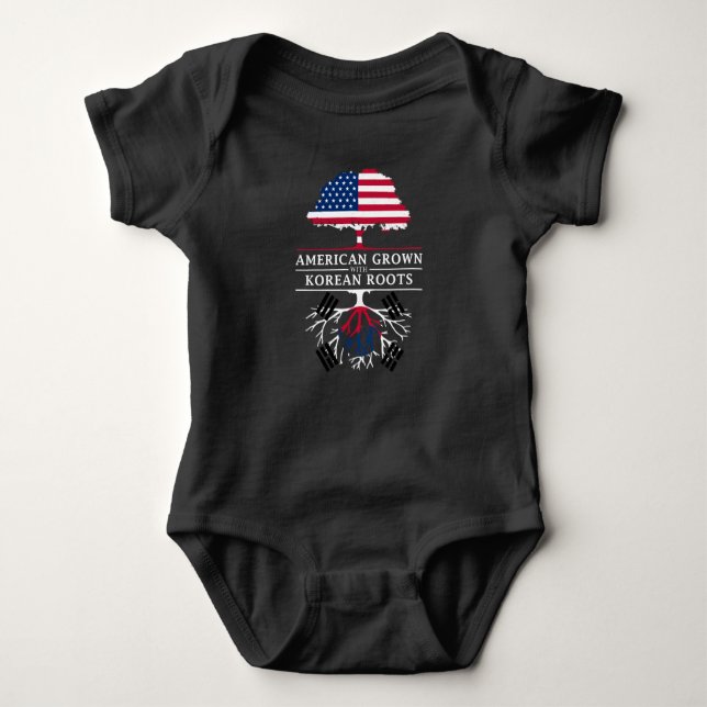 American Grown with Korean Roots   Korea Design Baby Bodysuit (Front)