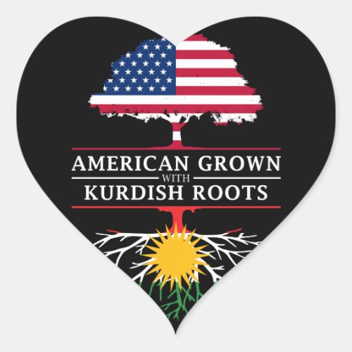 American Grown with Kurdish Roots Kurdistan Design Heart Sticker