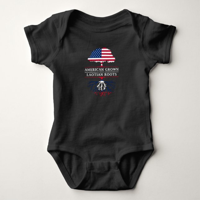 American Grown with Laotian Roots   Laos Design Baby Bodysuit (Front)
