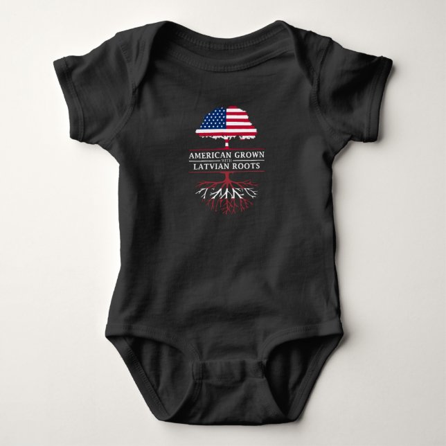 American Grown with Latvian Roots   Latvia Design Baby Bodysuit (Front)
