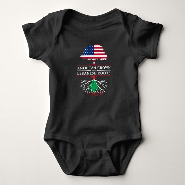 American Grown with Lebanese Roots   Lebanon Baby Bodysuit (Front)