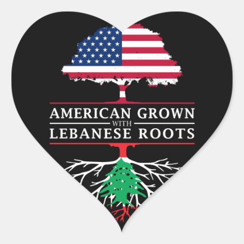 American Grown with Lebanese Roots   Lebanon Heart Sticker