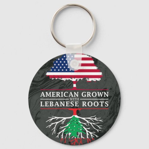 American Grown with Lebanese Roots Marble Style Keychain