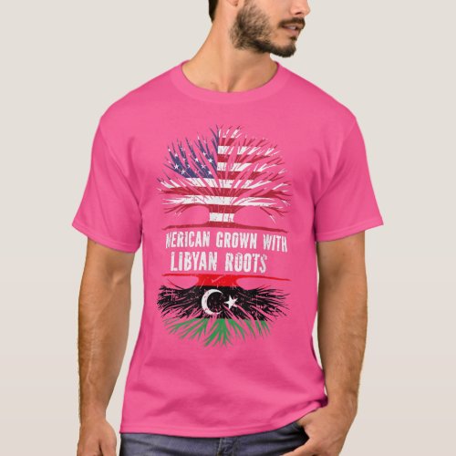 American Grown with Libyan Roots USA Flag Libya  T_Shirt