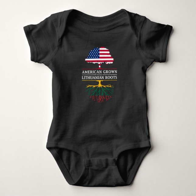 American Grown with Lithuanian Roots   Lithuania Baby Bodysuit (Front)