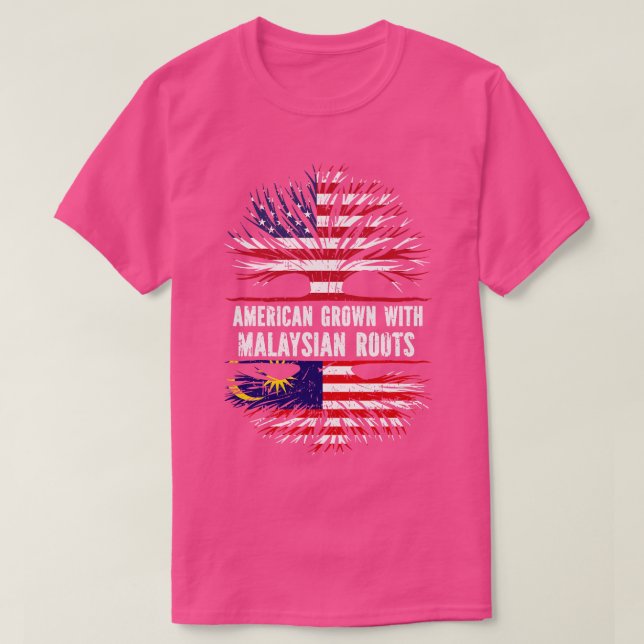 American Grown with Malaysian Roots USA Flag T-Shirt (Design Front)