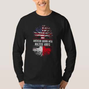 American Grown With Maltese Roots Usa Flag Malta T-Shirt