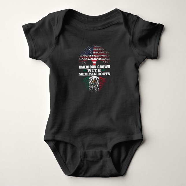 American Grown With Mexican Roots Baby Bodysuit (Front)