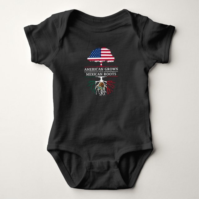 American Grown with Mexican Roots   Mexico Design Baby Bodysuit (Front)