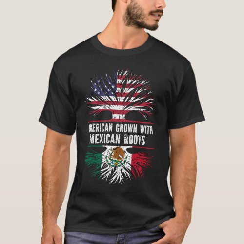 American Grown with Mexican Roots USA Flag T_Shirt