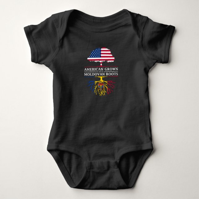 American Grown with Moldovan Roots   Moldova Baby Bodysuit (Front)
