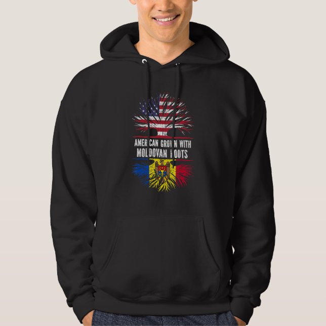 American Grown With Moldovan Roots Usa Flag Moldov Hoodie (Front)