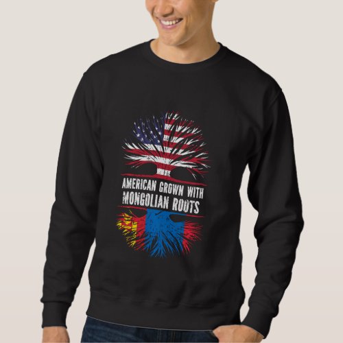 American Grown With Mongolian Roots Usa Flag Mongo Sweatshirt