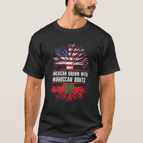 American Grown With Moroccan Roots USA Flag Morocc T_Shirt