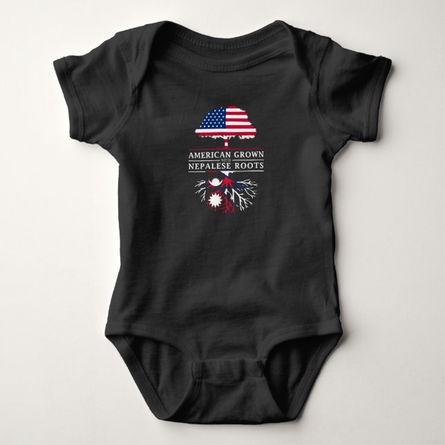 American Grown with Nepalese Roots   Nepal Design Baby Bodysuit (Front)