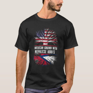 American Grown With Nepalese Roots USA Flag Nepal T-Shirt