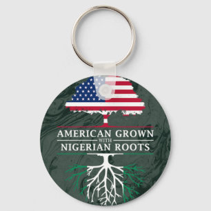 American Grown with Nigerian Roots Marble Style Keychain