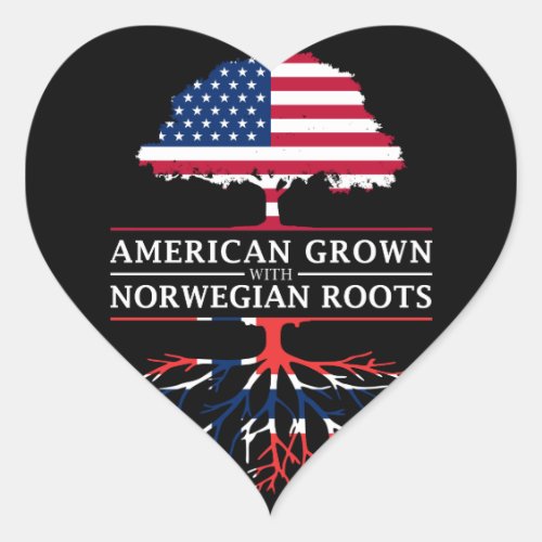 American Grown with Norwegian Roots   Norway Heart Sticker