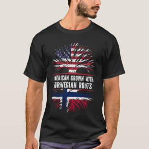 American Grown with Norwegian Roots USA Flag T-Shirt