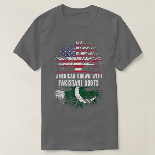 American Grown with Pakistani Roots USA Flag Pakis T-Shirt (Design Front)