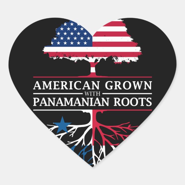 American Grown with Panamanian Roots   Panama Heart Sticker (Front)