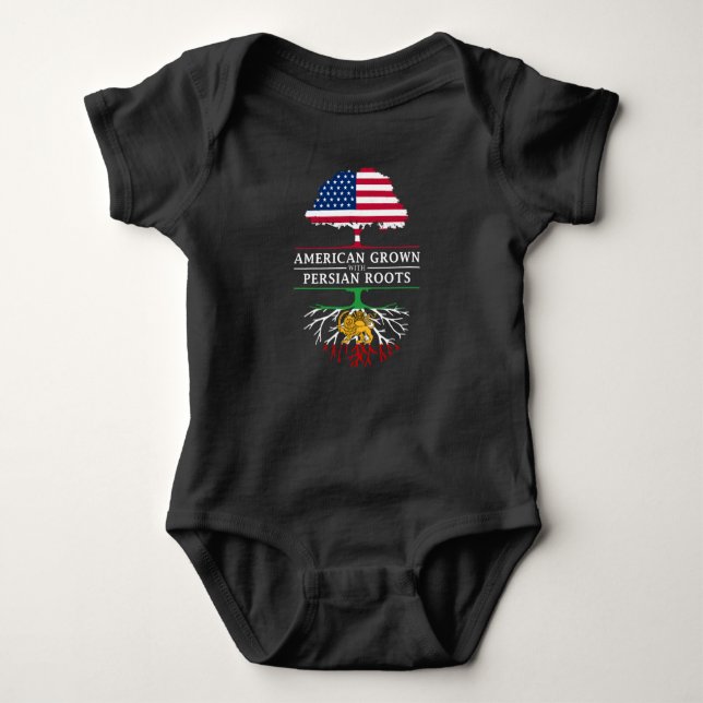 American Grown with Persian Roots   Persia Design Baby Bodysuit (Front)